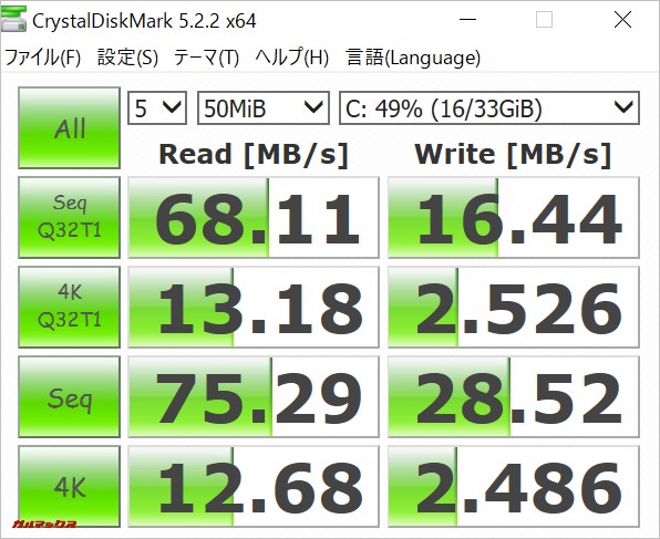 Teclast Tbook 16 Powerの保存領域はHDDよりも遥かに早い