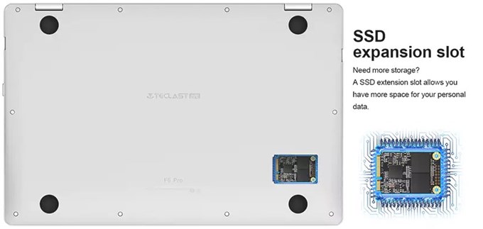 Teclast F6 Pro NotebookはSSDを簡単に拡張出来るスロットが搭載されています