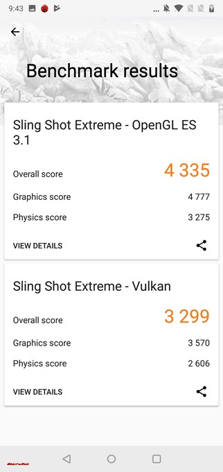 3DMarkはOpenGL ES 3.1は4335点、Vulkanは3299点でした！