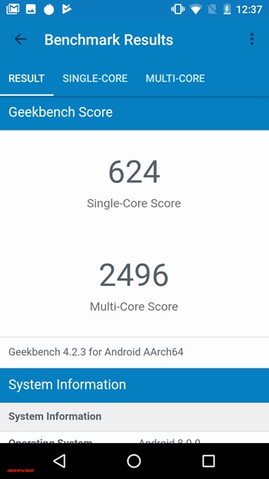 Geekbench 4のFLEAZ BEATのシングルコア性能は624点！マルチコア性能は2496点！