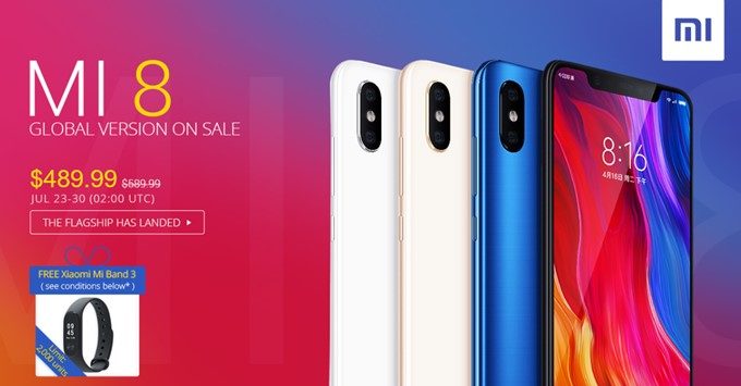 GEARBESTのXiaomi Mi 8初売りキャンペーンが開催！7月30日までは489.99ドル！先着2000名には最新のXiaomi Mi Band 3が無料ギフトとして貰えます！