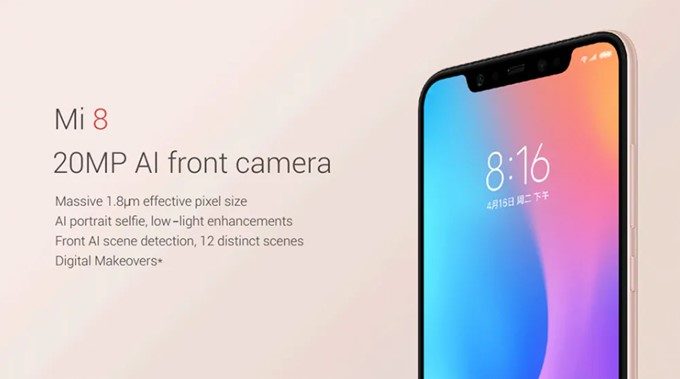 Xiaomi Mi 8はインカメラにもAIを搭載しているので、美しい自撮りを楽しめます。