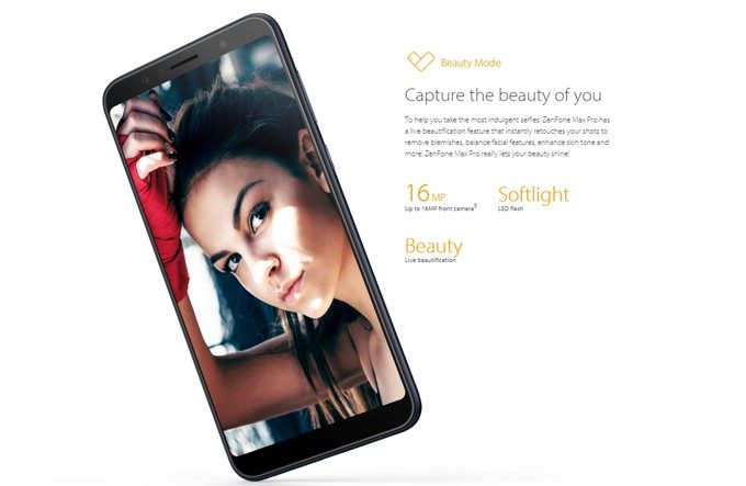 ASUS Zenfone Max Pro (M1)はインカメラに美容モードを搭載しています。