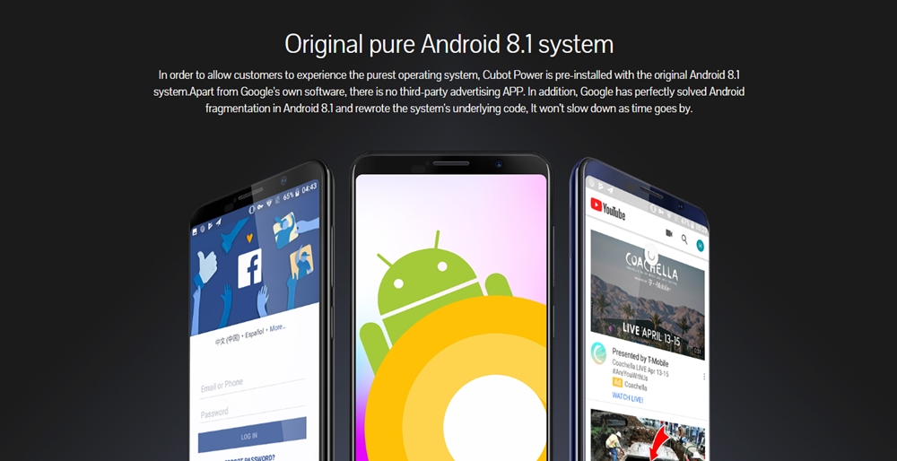 CUBOT POWERはAndroid 8.1を搭載