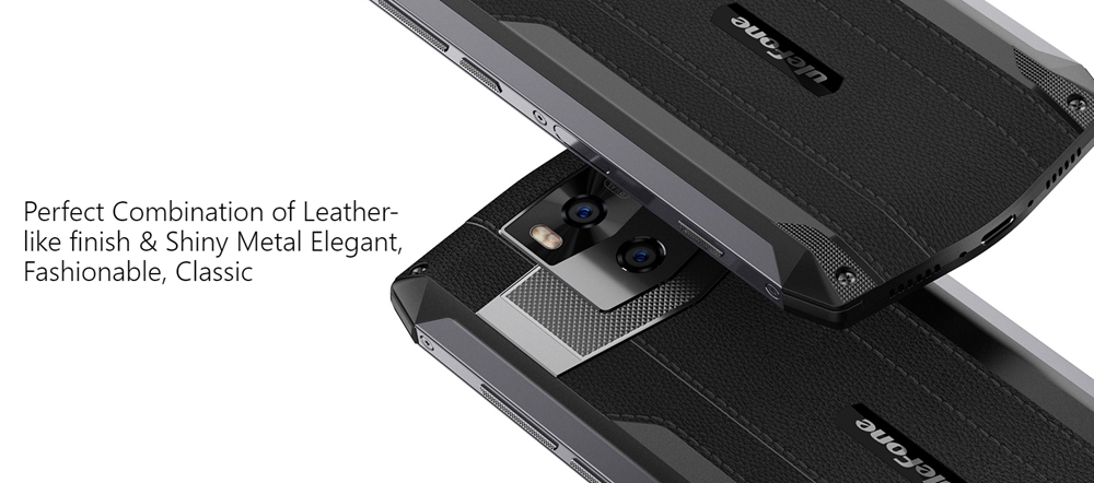Ulefone Power 5は革調デザインを採用しておりタフなみためとは裏腹にエレガントな一面も持ち合わせています。