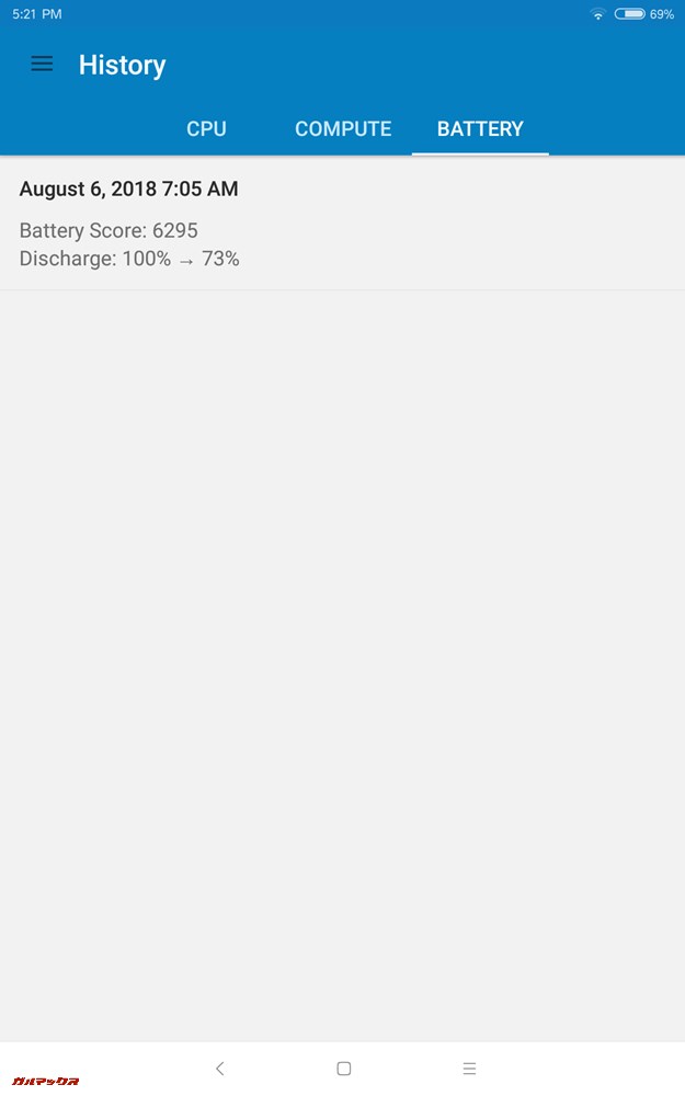 Xiaomi Mi Pad 4のGeekbench 4 バッテリーベンチマークの結果は6295点。