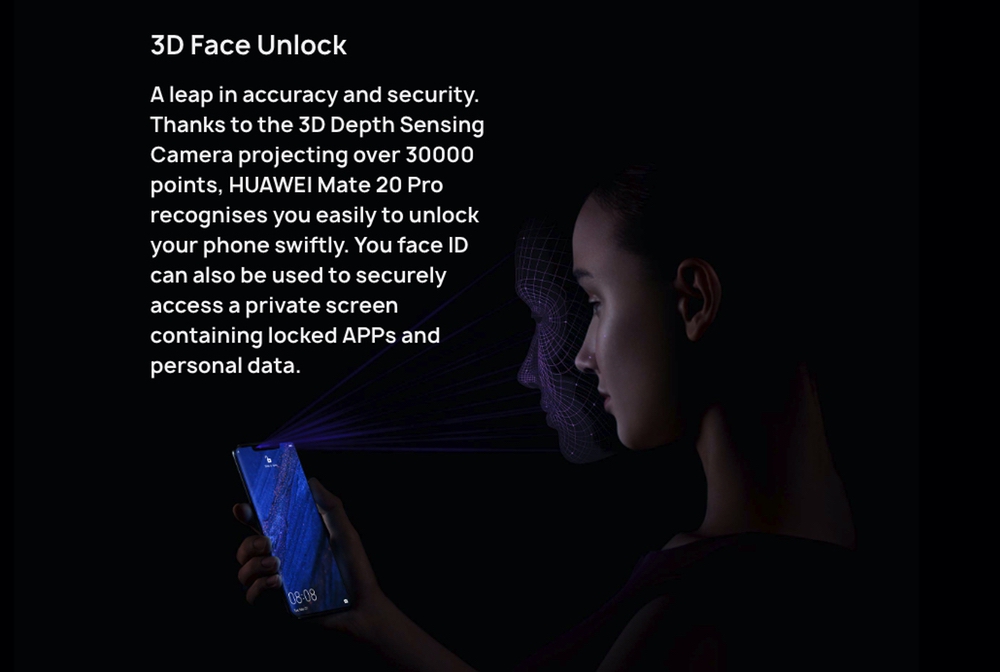 HUAWEI Mate 20 Proは3D顔認証に対応