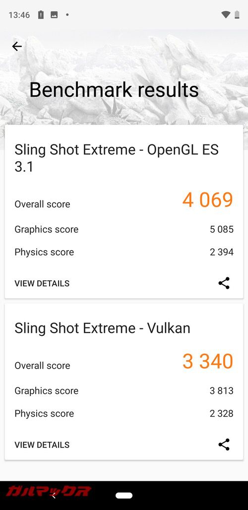 3DMarkのスコアはOpen GL ES 3.1が4069点、Vulkanが3340点でした！