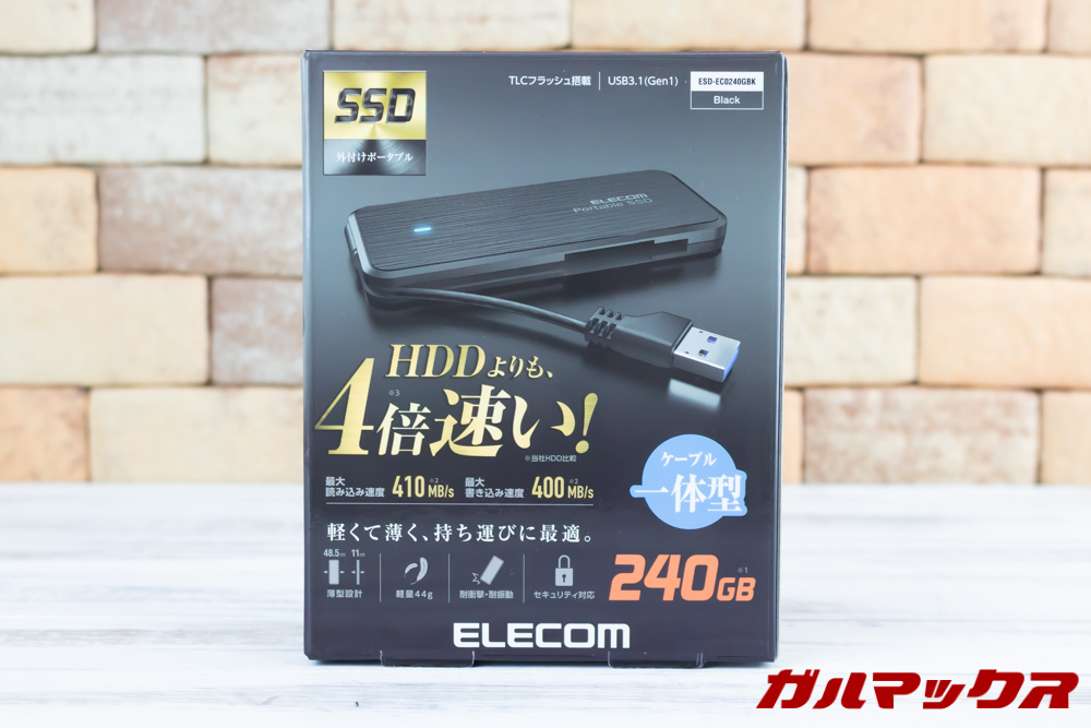 ELECOMの外付けSSD（ESD-EC0240GBK）