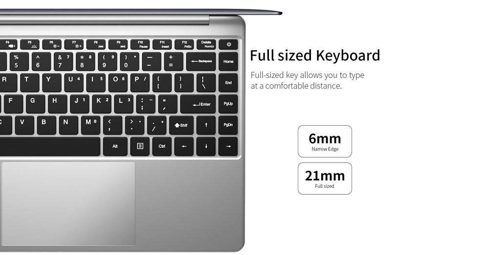 Teclast F7 Plusはフルサイズのキーボードを搭載しているので長文のタイピングもラクラク。