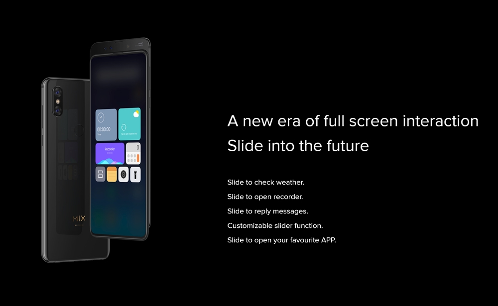 Xiaomi Mi MIX 3はスライドすることで発動する機能も搭載。