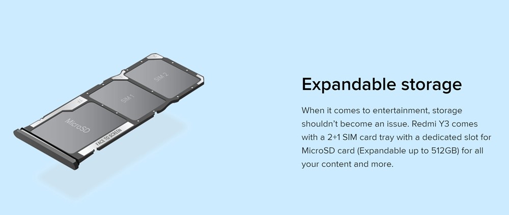 Xiaomi Redmi Y3はトリプルスロット対応
