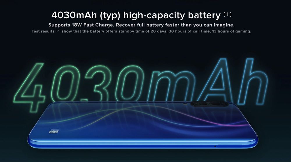 Xiaomi Mi A3は大容量バッテリーを搭載。超急速充電にも対応しています。