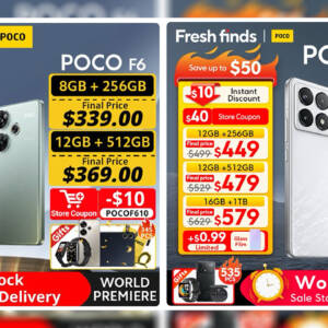 POCO F6は339ドル！POCO F6 Proは449ドルで初売り開始！先着で無料ギフトも貰える！