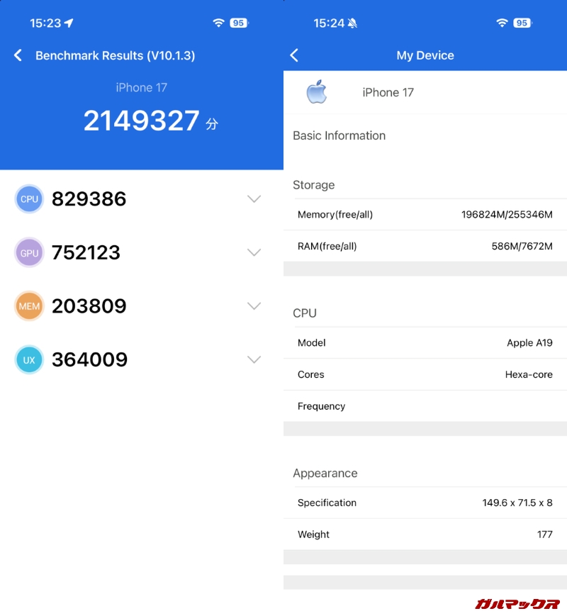 garumax iPhone 17 AnTuTu