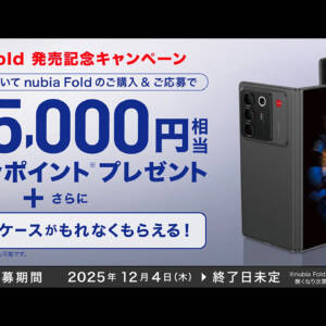 nubia Foldを買う人はハズレなしの発売記念キャンペーンに応募を！最大45,000円相当のPayPay貰える