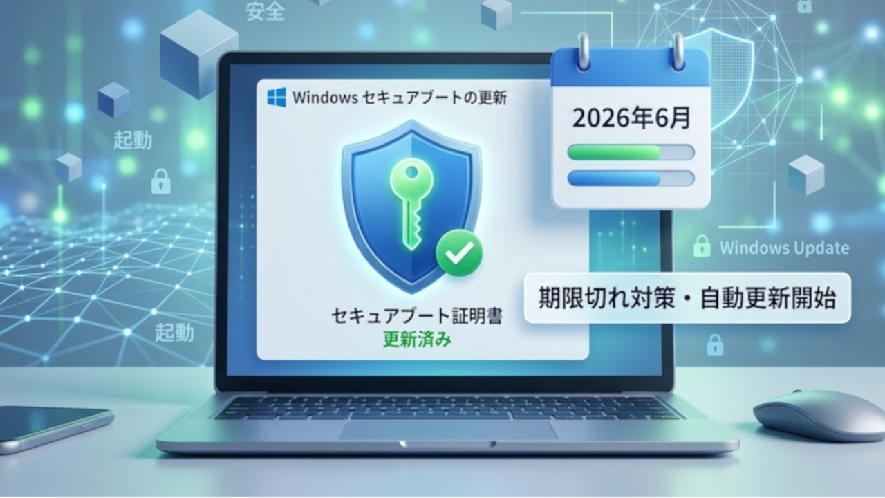 Windowsのセキュアブート証明書が2026年6月を持って期限切れに