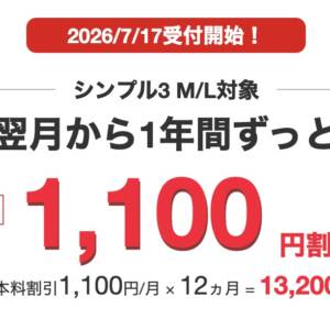 ワイモバイル、単身者にもうれしい「超！おトク割」7月17日より開始！1年間毎月1,100円引き！